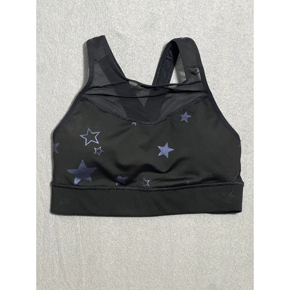 Old Navy Active Go-Dry Black Star Print Sports Bra Women's Size S Mesh Racerback